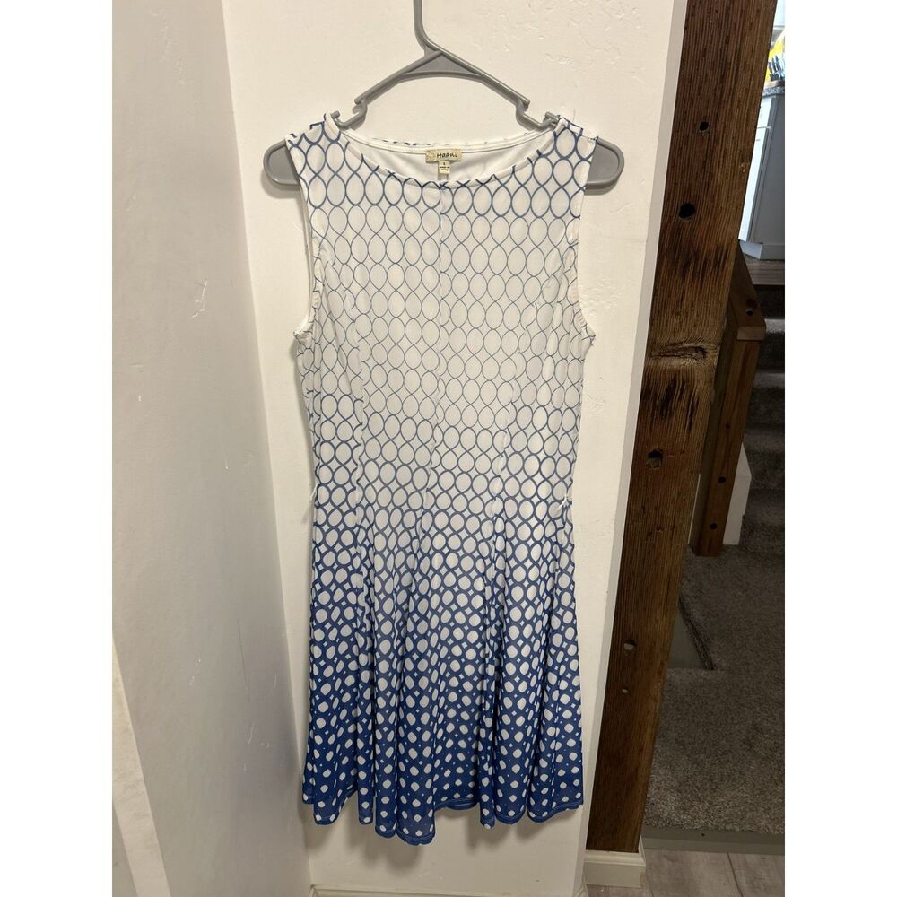Haani Blue White Ombre Geometric Sleeveless Dress Large